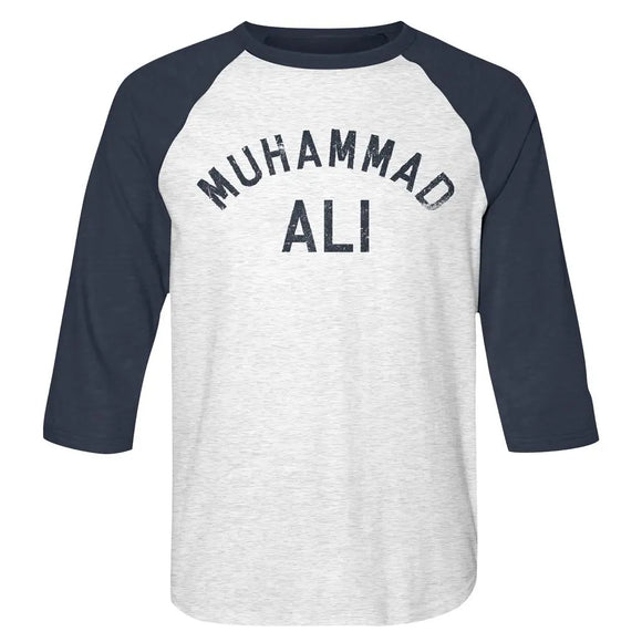 Muhammad Ali-Muhammad Ali-White Heather/Vintage Navy Adult 3/4 Sleeve Raglan-S - White Heather/Vintage Navy