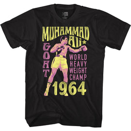 Muhammad Ali-Goat 1964-Black Adult S/S T-Shirt - Black