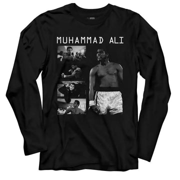 Muhammad Ali-Muhammad Ali Collage-Black Adult L/S T-Shirt - Black
