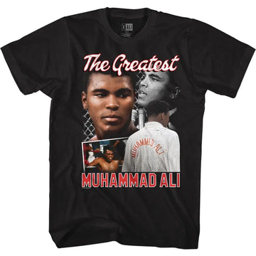 Muhammad Ali-Ali Script Collage-Black Adult S/S T-Shirt - Black