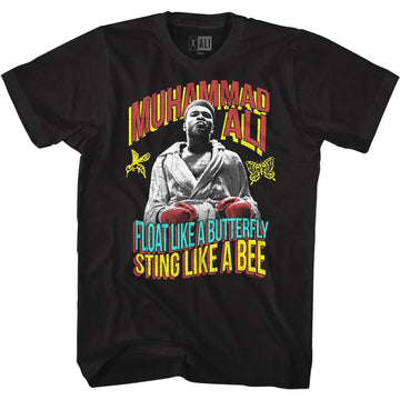 Muhammad Ali-Float Sting Tricolor-Black Adult S/S T-Shirt - Black
