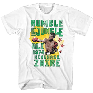 Muhammad Ali-Rumble Jungle-White Adult S/S T-Shirt - White