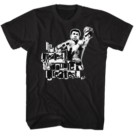 Muhammad Ali-Double Great-Black Adult S/S T-Shirt - Black