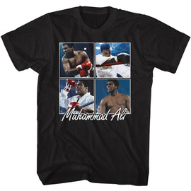 Muhammad Ali-Muhammad Ali Ali Four Squares-Black Adult S/S T-Shirt - Black