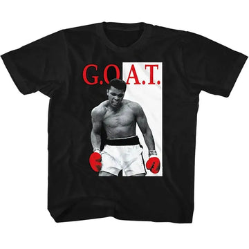 Muhammad Ali-Muhammad Ali Goat-Black Youth S/S T-Shirt-Xs (5-6) - Black