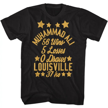 Muhammad Ali-Muhammad Ali Win Loss Draw-Black Adult S/S T-Shirt - Black