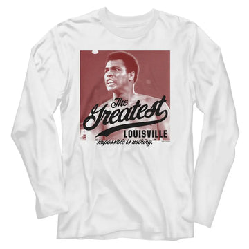 Muhammad Ali-Muhammad Ali Impossible Is Nothing-White Adult L/S T-Shirt - White