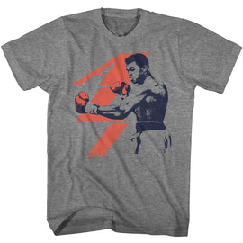 Muhammad Ali-Muhammad Ali Name And Figure-Graphite Heather Adult S/S T-Shirt - Graphite Heather