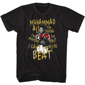 Muhammad Ali-Muhammad Ali I Cant Be Beat-Black Adult S/S T-Shirt - Black