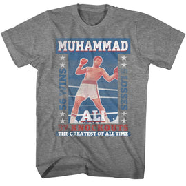 Muhammad Ali-Ali Fight Record-Graphite Heather Adult S/S T-Shirt - Graphite Heather