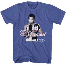 Muhammad Ali-Ali And Greatest Quote-Royal Heather Adult S/S T-Shirt - Royal Heather