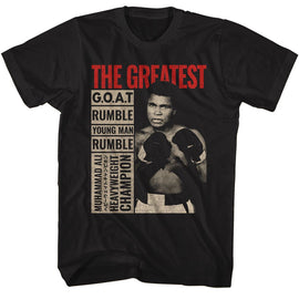 Muhammad Ali-Muhammad Ali The Greatest Boxes-Black Adult S/S T-Shirt - Black
