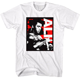 Muhammad Ali-Ali Wrapping Hands-White Adult S/S T-Shirt - White