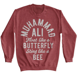 Muhammad Ali-Muhammad Ali Butterfly Bee-Vintage Red Heather Adult L/S Sweatshirt-S - Vintage Red Heather