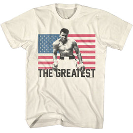 Muhammad Ali-Muhammad Ali Flag The Greatest-Natural Adult S/S T-Shirt - Natural