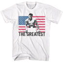 Muhammad Ali-Muhammad Ali Flag The Greatest-White Adult S/S T-Shirt - White