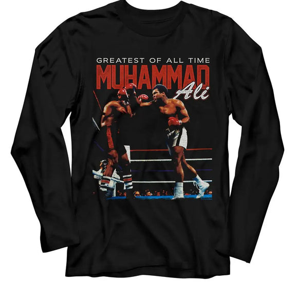 Muhammad Ali-Muhammad Ali Fight Ring-Black Adult L/S T-Shirt - Black