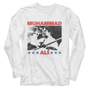 Muhammad Ali-Muhammad Ali Raising Fist-White Adult L/S T-Shirt - White