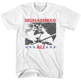 Muhammad Ali-Muhammad Ali Raising Fist-White Adult S/S T-Shirt - White