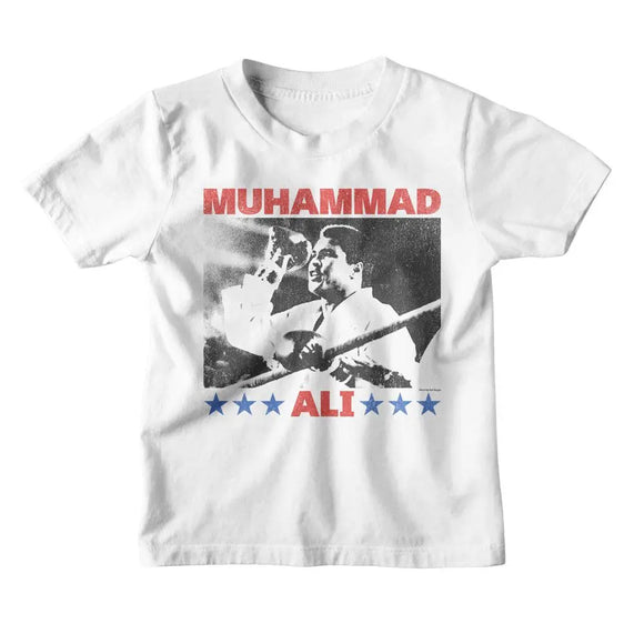 Muhammad Ali-Muhammad Ali Raising Fist-White Youth S/S T-Shirt-Xs (5-6) - White