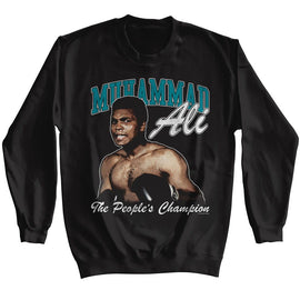 Muhammad Ali-Muhammad Ali The Peoples Champ-Black Adult L/S Sweatshirt-S - Black