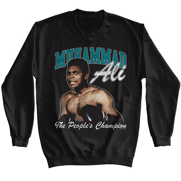 Muhammad Ali-Muhammad Ali The Peoples Champ-Black Adult L/S Sweatshirt-S - Black