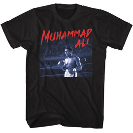 Muhammad Ali-Muhammad Ali Dramatic Text-Black Adult S/S T-Shirt - Black