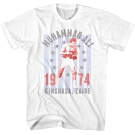 Muhammad Ali-Muhammad Ali Kinshasa Zaire 1974-White Adult S/S T-Shirt - White