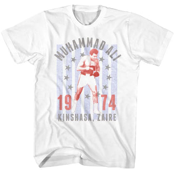 Muhammad Ali-Muhammad Ali Kinshasa Zaire 1974-White Adult S/S T-Shirt - White