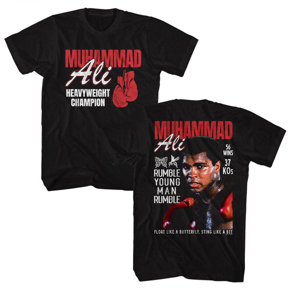Muhammad Ali-Muhammad Ali Heavyweight Champ F B-Black Adult S/S T-Shirt ***F&B***-S - Black