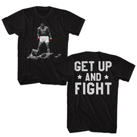 Muhammad Ali-Muhammad Ali Vs Liston Get Up F B-Black Adult S/S T-Shirt ***F&B***-S - Black