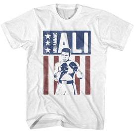 Muhammad Ali-Muhammad Ali Flag-White Adult S/S T-Shirt - White