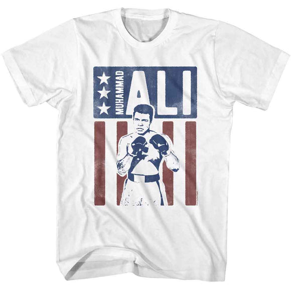 Muhammad Ali-Muhammad Ali Flag-White Adult S/S T-Shirt - White