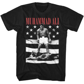Muhammad Ali-Muhammad Ali Flag-Black Adult S/S T-Shirt - Black