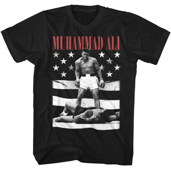 Muhammad Ali-Muhammad Ali Flag-Black Adult S/S T-Shirt - Black