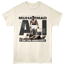 Muhammad Ali-Muhammad Ali Iconic Photo And Quotes-Natural Adult S/S T-Shirt - Natural