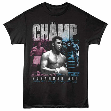 Muhammad Ali The Champ Collage Black Adult T-Shirt
