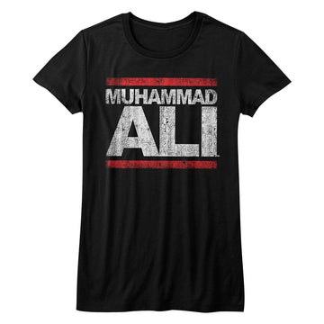 Muhammad Ali-Run Ali-Black Ladies S/S T-Shirt - Black