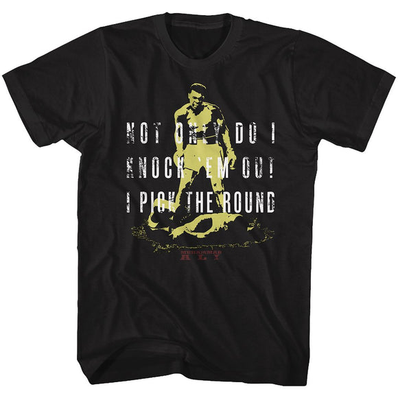 Muhammad Ali-Knocking-Black Adult S/S T-Shirt - Black