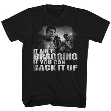 Muhammad Ali-Distressed Back It Up-Black Adult S/S T-Shirt - Black