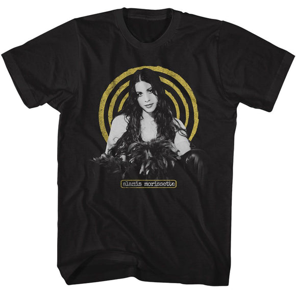 Alanis Morissette-Alanis Morissette Yellow Spiral-Black Adult S/S T-Shirt - Black