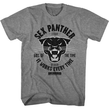 Anchorman-Sex Panther-Graphite Heather Adult S/S T-Shirt - Graphite Heather