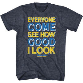 Anchorman-Good I Look Type-Navy Heather Adult S/S T-Shirt - Navy Heather