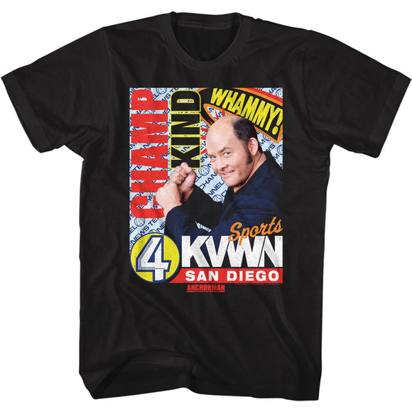 Anchorman-Champ Kind Dark-Black Adult S/S T-Shirt - Black