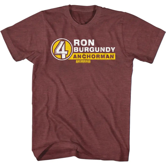 Anchorman-R Burg Name Tag-Vintage Maroon Heather Adult S/S T-Shirt - Vintage Maroon Heather
