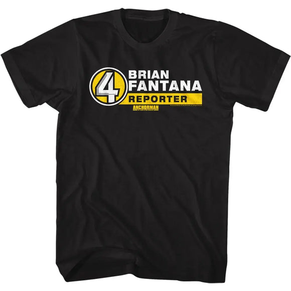 Anchorman-B Fantana Name Tag-Black Adult S/S T-Shirt - Black