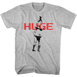 Andre The Giant-Huge-Gray Heather Adult S/S T-Shirt - Gray Heather