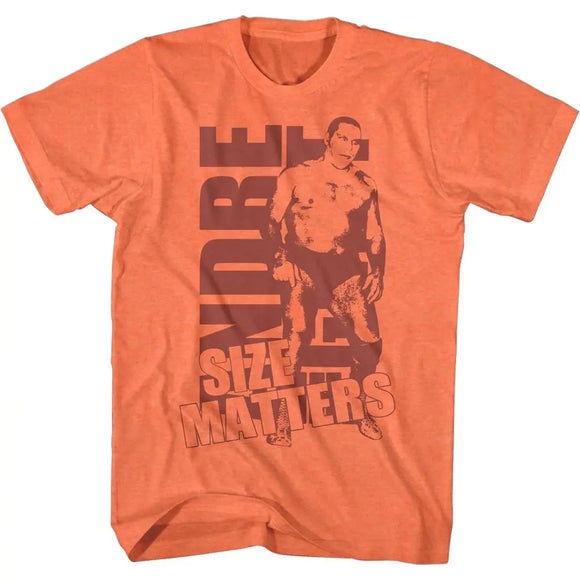 Andre The Giant-Size Peach-Bright Orange Heather Adult S/S T-Shirt - Bright Orange Heather