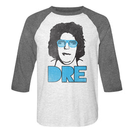 Andre The Giant-Dre-White Heather/Premium Heather Adult 3/4 Sleeve Raglan-S - White Heather/Premium Heather