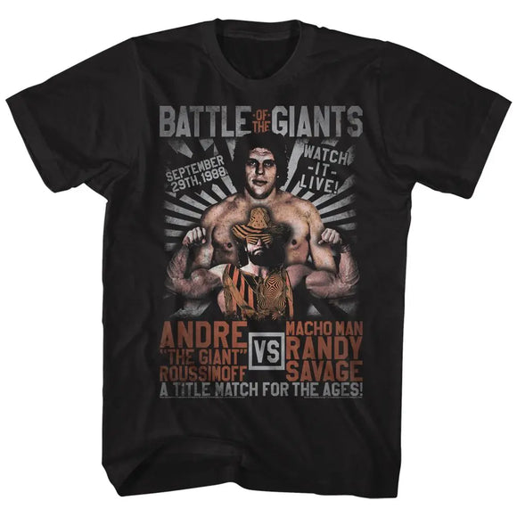 Andre The Giant-Versus Match-Black Adult S/S T-Shirt - Black
